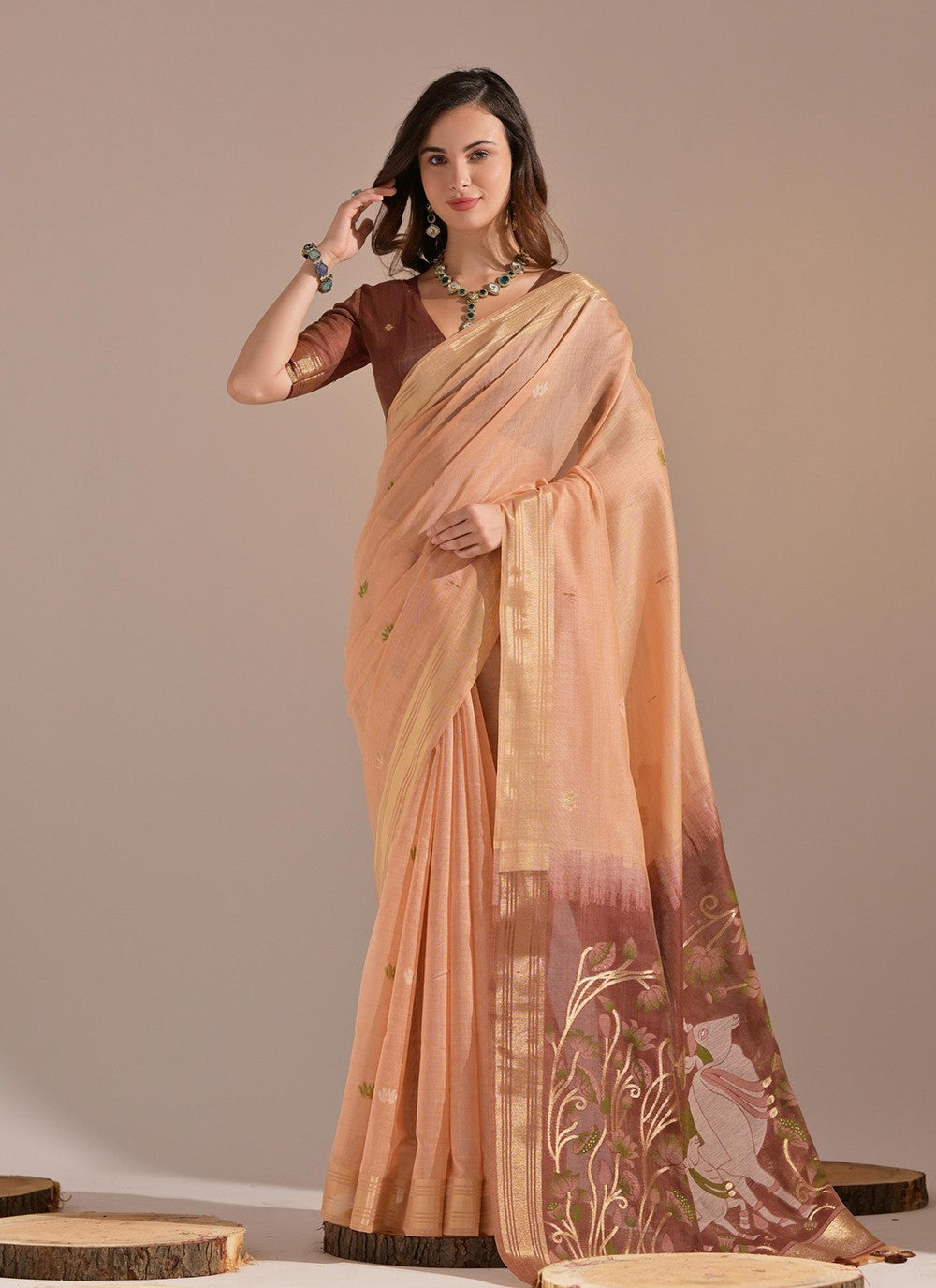 Traditional Weaving Zari Cotton Saree - S8203