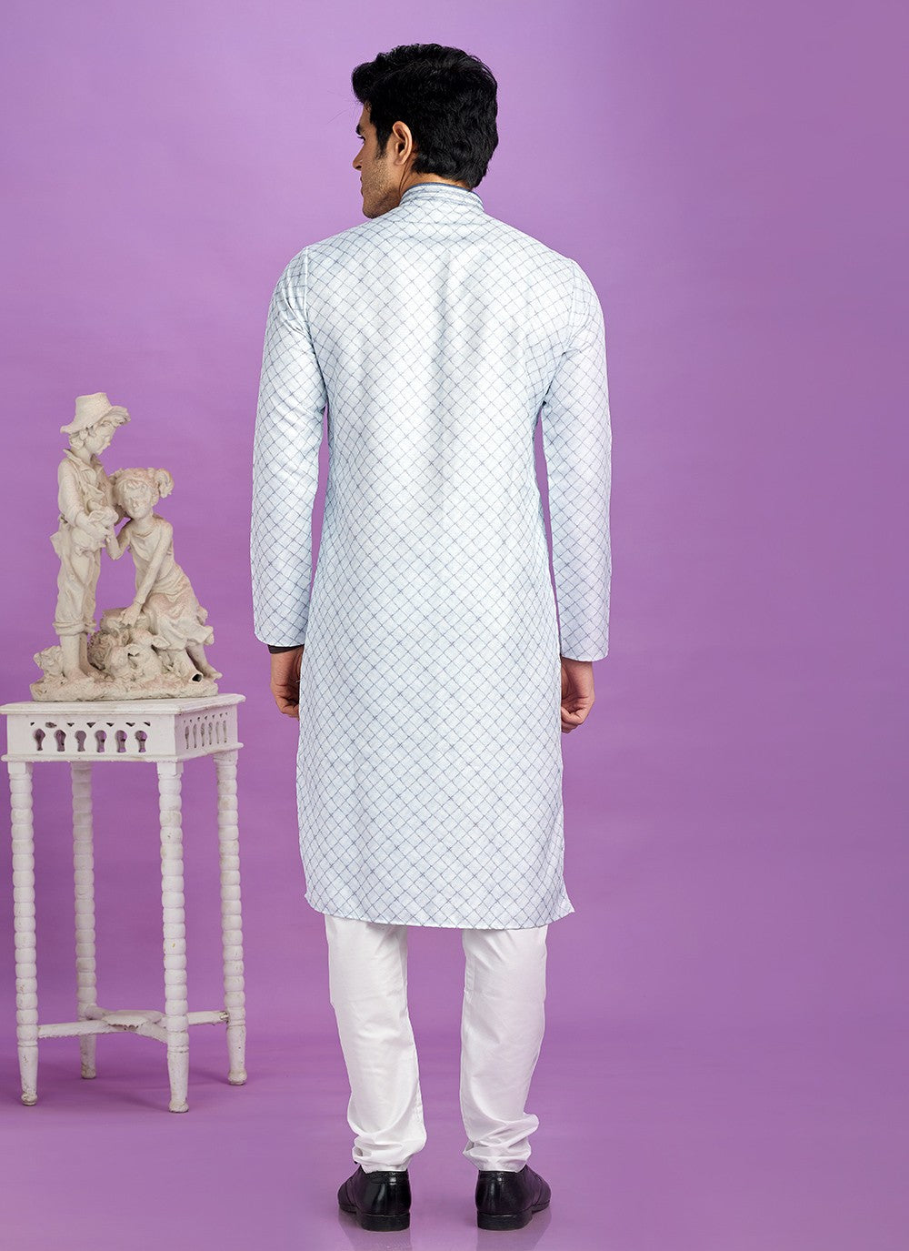 Digital Print Cotton Blue Kurta Pyjama - M6947