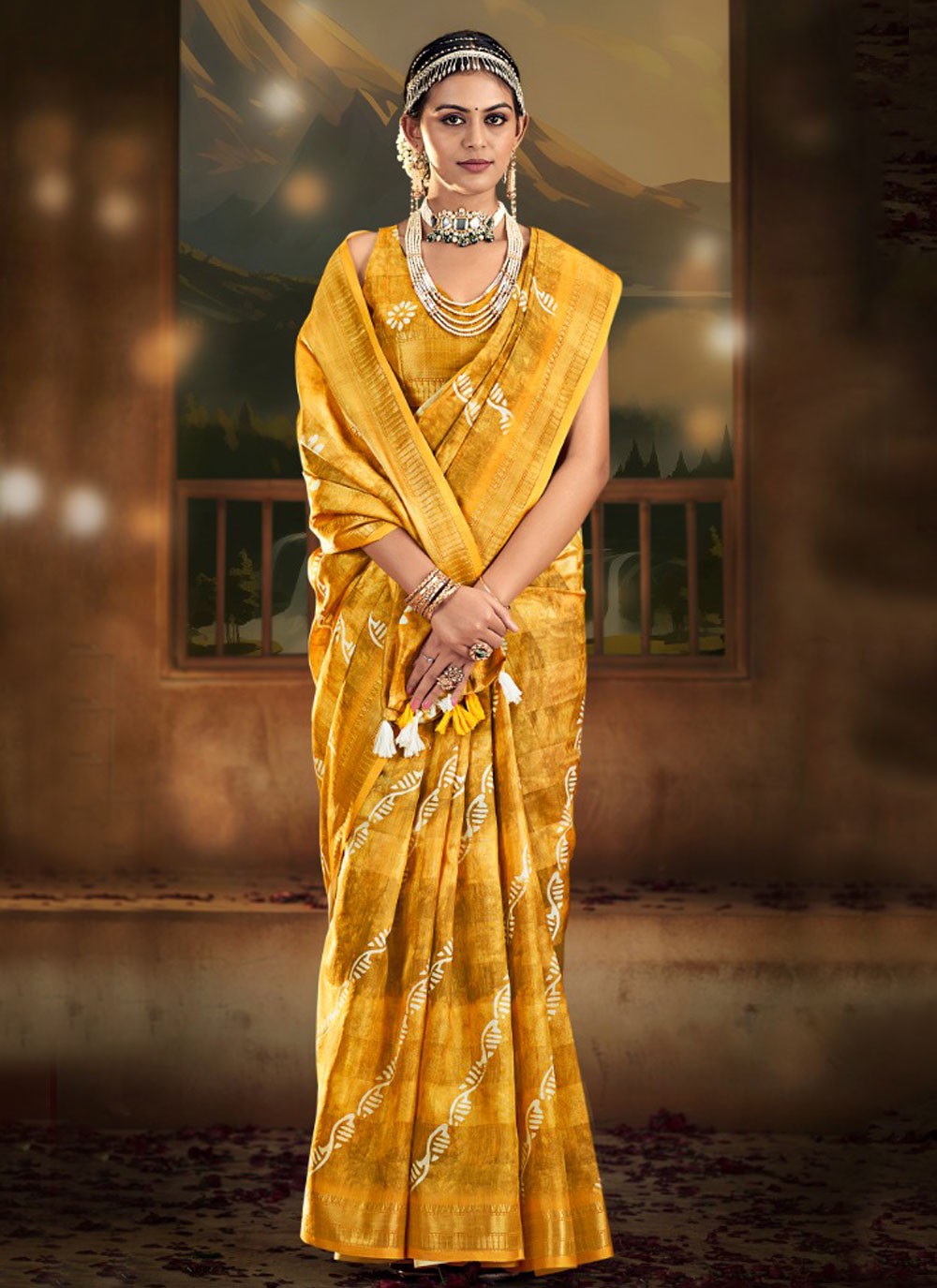 Classic Digital Print Cotton Saree - S6027