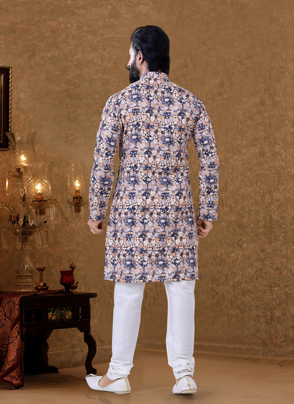 Digital Print Cotton Multi Colour Kurta Pyjama - M3942