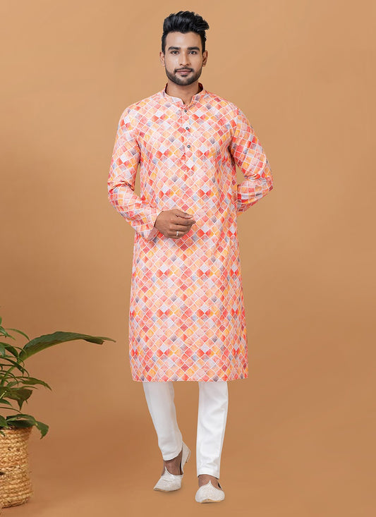 Digital Print Cotton Multi Colour Kurta Pyjama - M5906