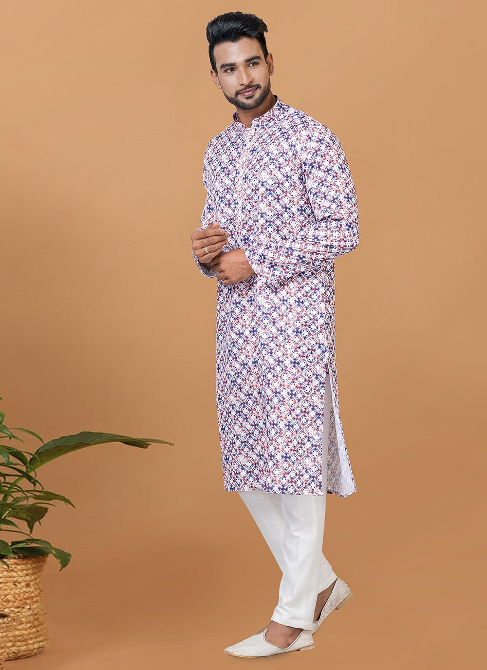 Digital Print Cotton Multi Colour Kurta Pyjama - M5929