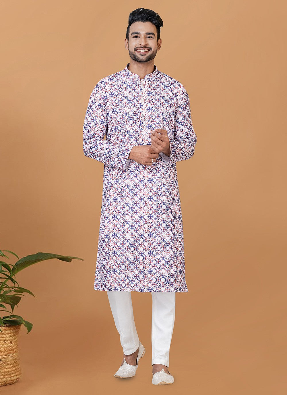 Digital Print Cotton Multi Colour Kurta Pyjama - M5929