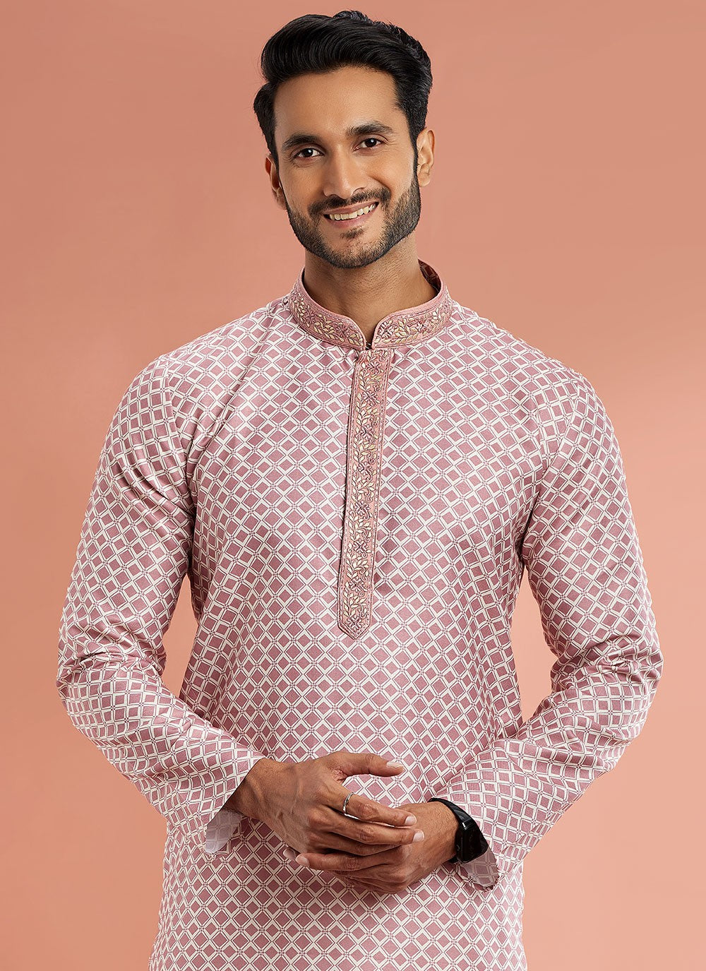 Digital Print Cotton Mauve Kurta Pyjama - M7079