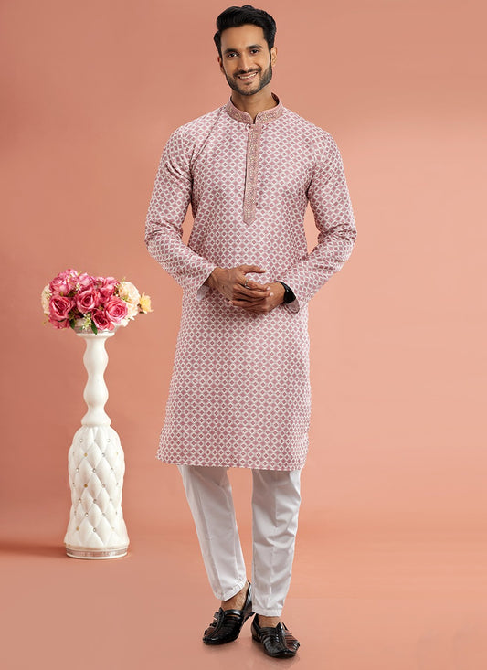 Digital Print Cotton Mauve Kurta Pyjama - M7079