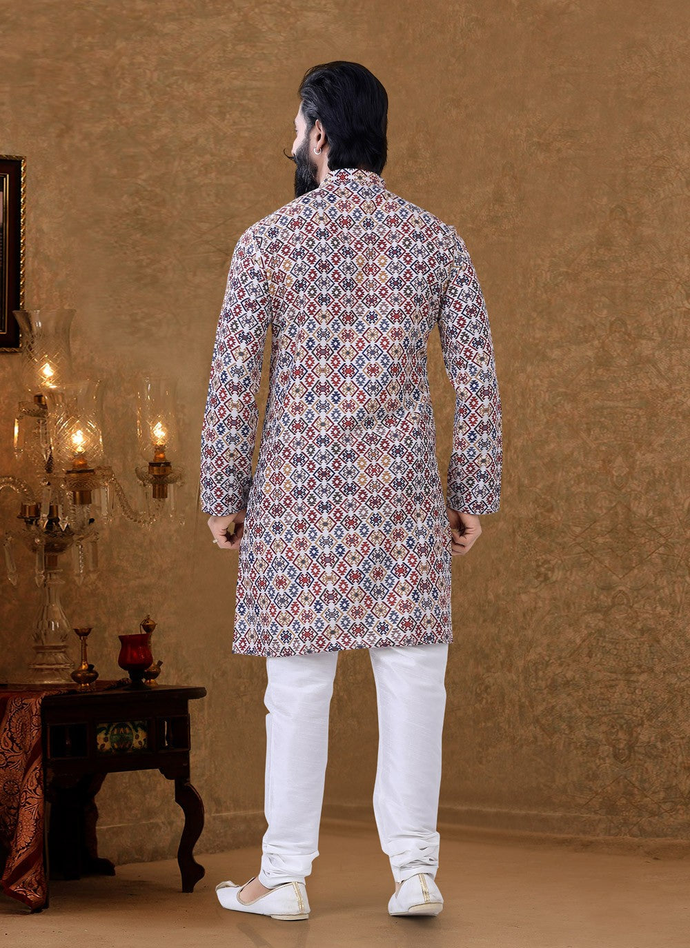 Digital Print Cotton Multi Colour Kurta Pyjama - M3940