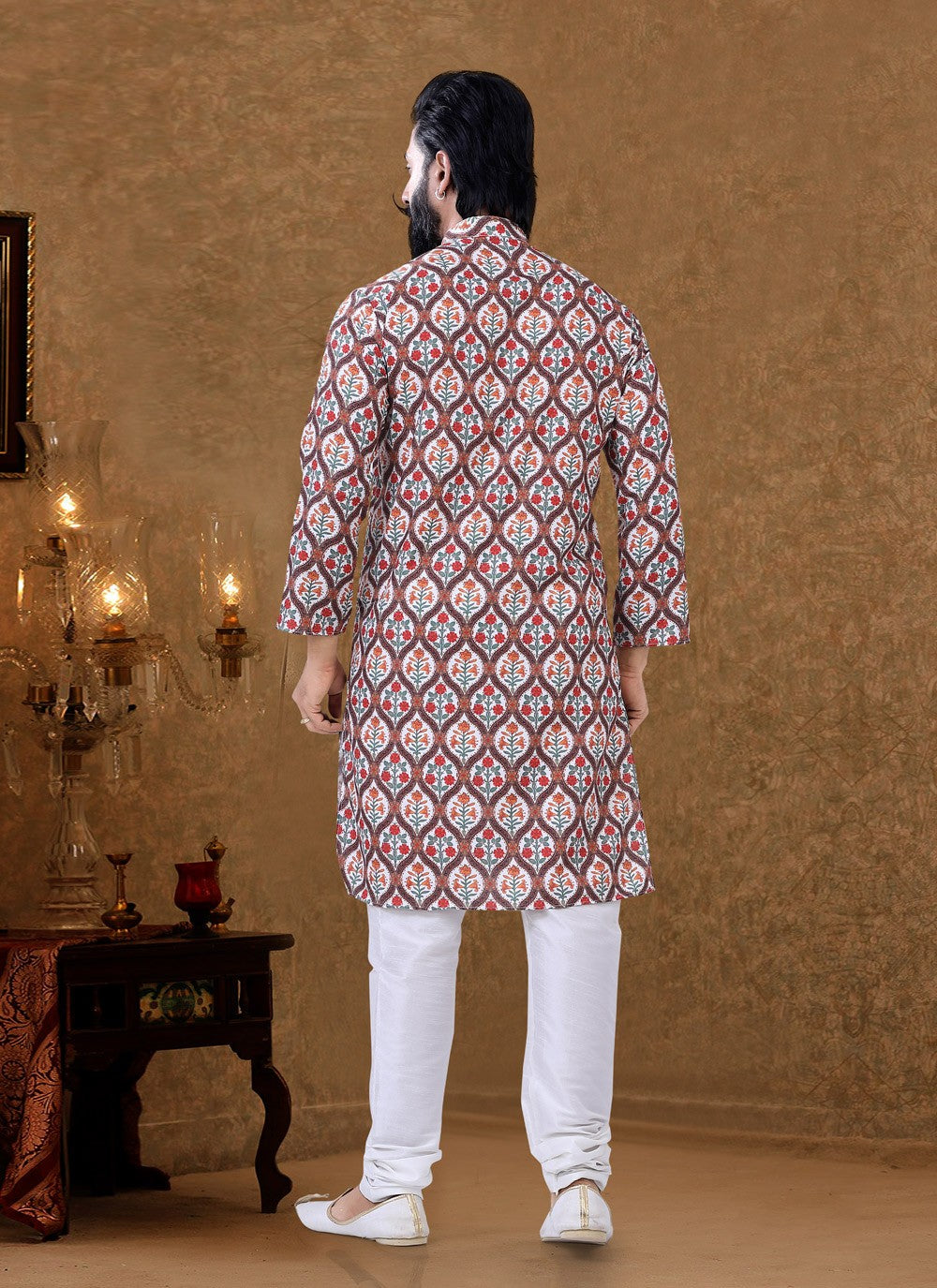 Digital Print Cotton Multi Colour Kurta Pyjama - M3947