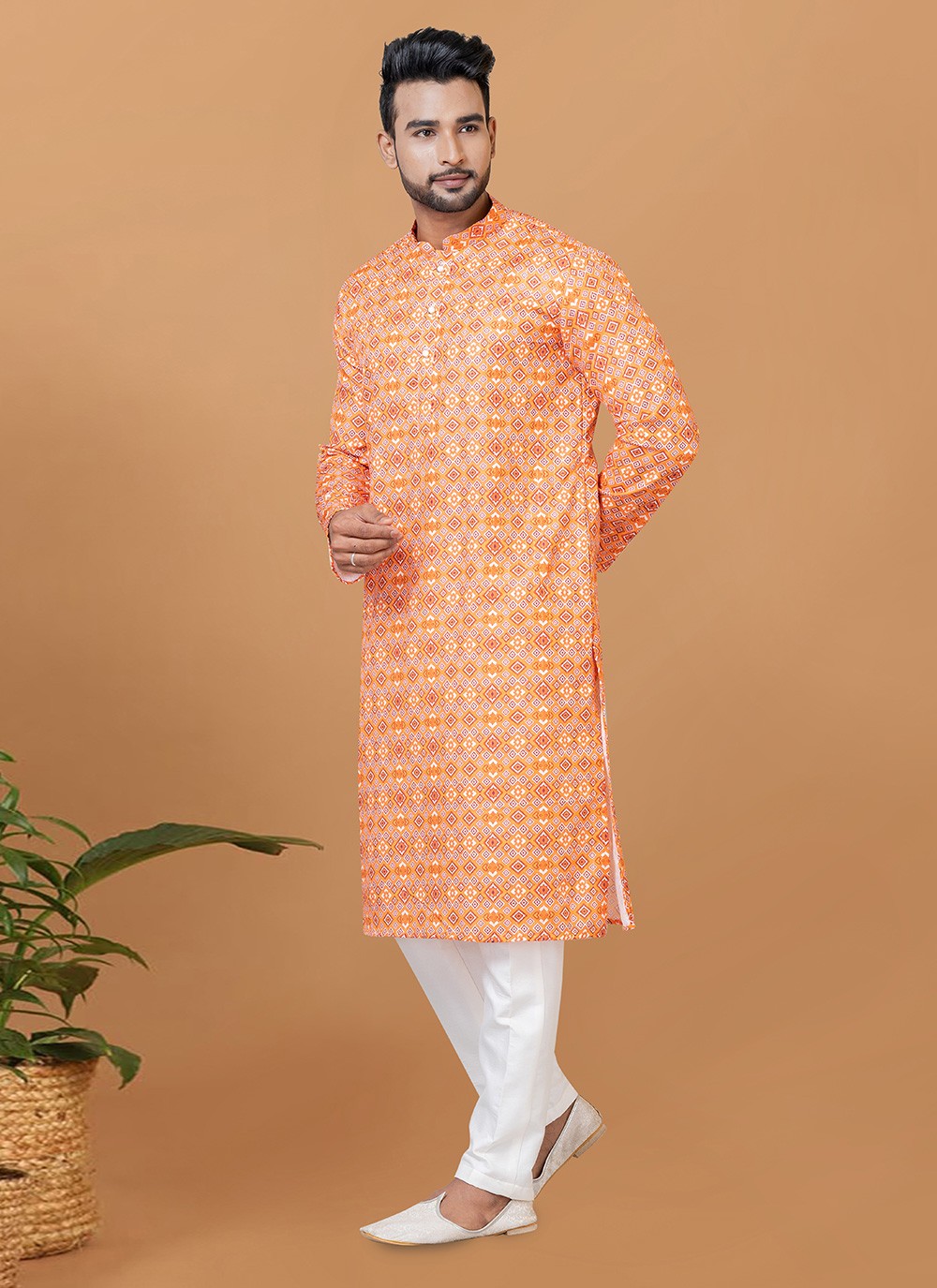 Digital Print Cotton Multi Colour Kurta Pyjama - M5924