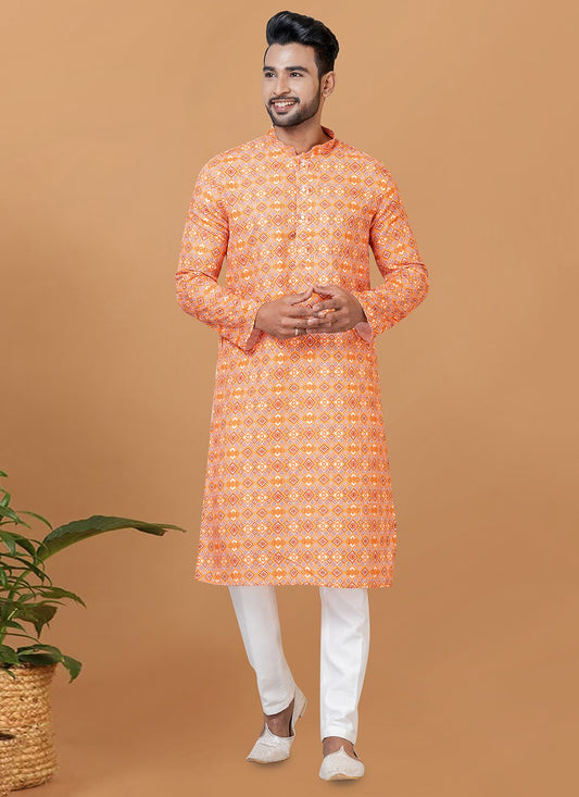 Digital Print Cotton Multi Colour Kurta Pyjama - M5924