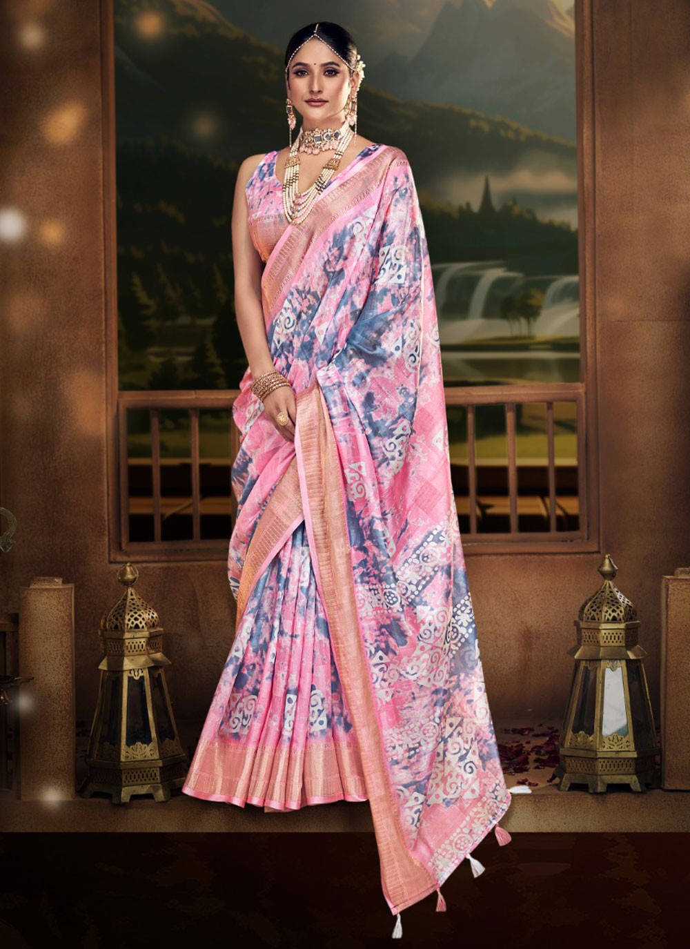 Classic Digital Print Cotton Saree - S6027