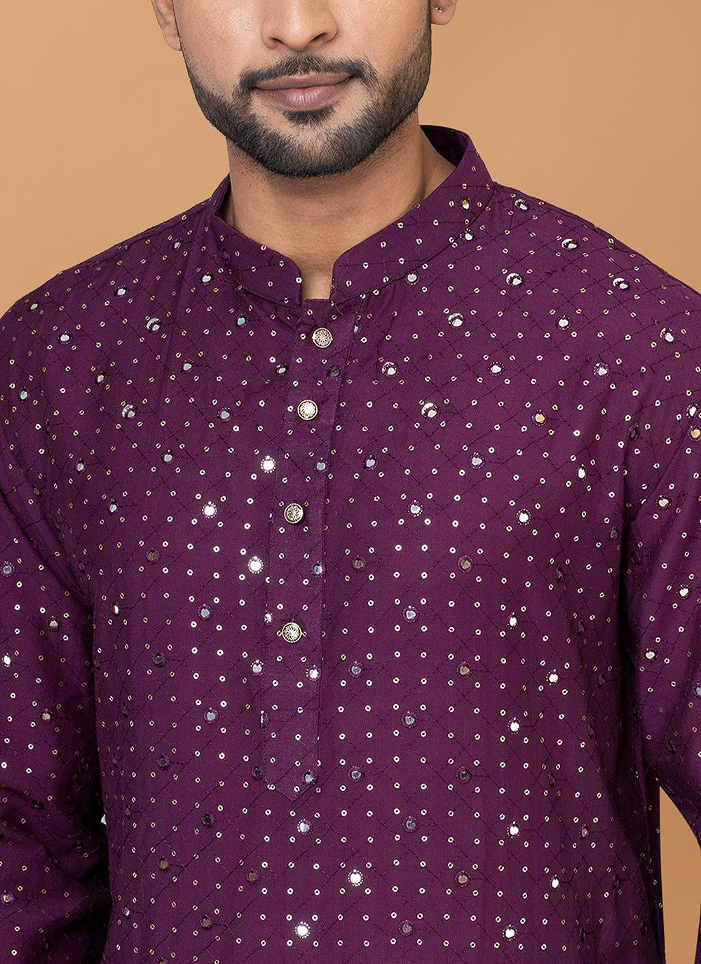 Embroidered Cotton , Viscose Purple Kurta Pyjama - M6242