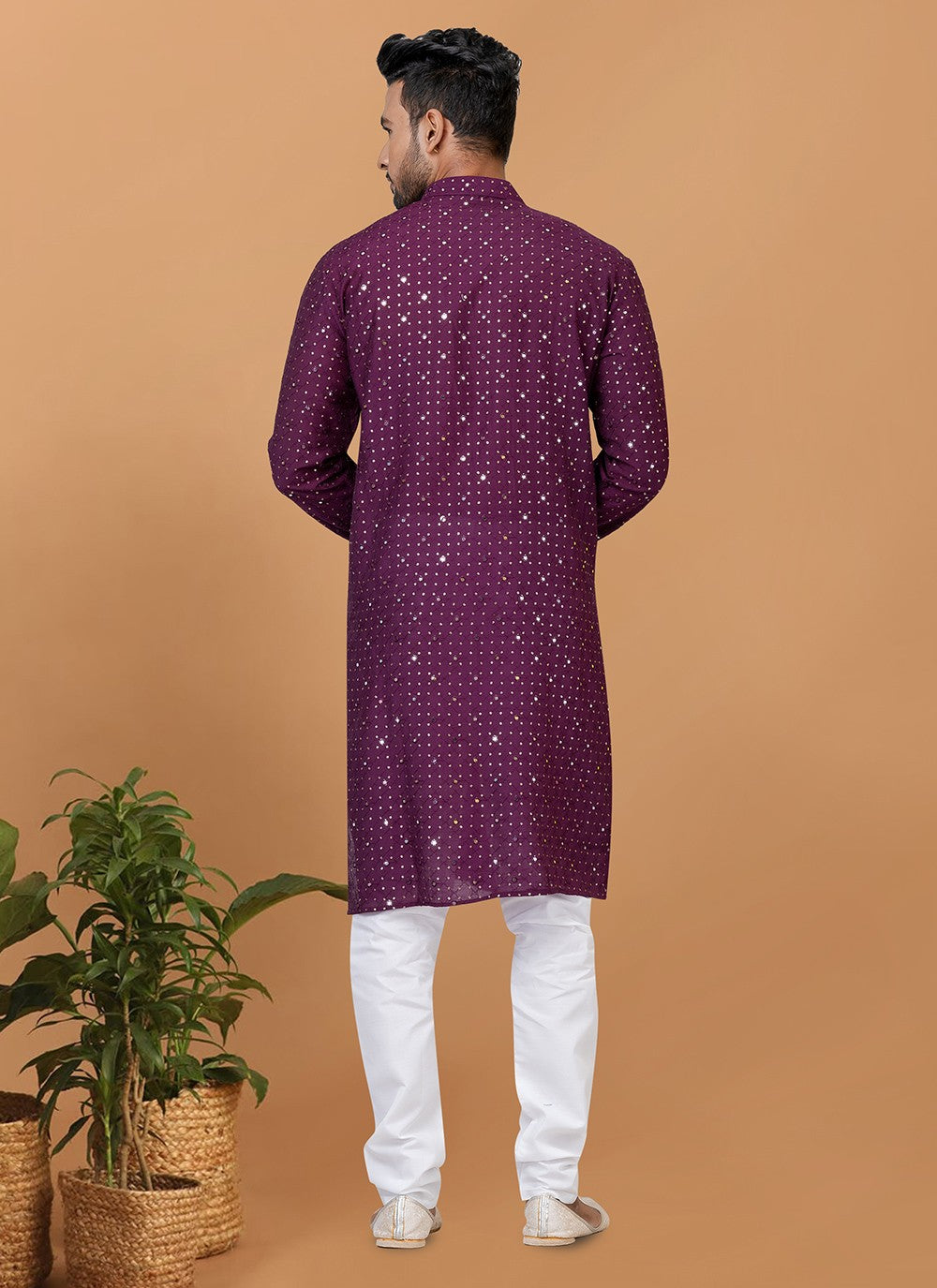 Embroidered Cotton , Viscose Purple Kurta Pyjama - M6242