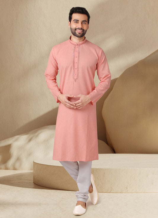 Embroidered Cotton , Rayon Pink Kurta Pyjama - M6999