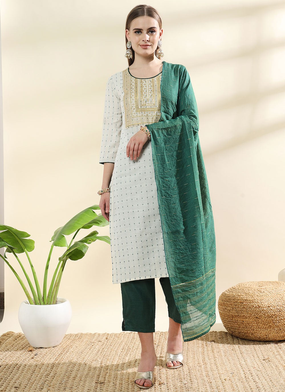 Embroidered Cotton Salwar Suit - T4641