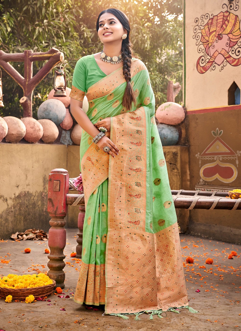 Traditional Weaving Zari Cotton Saree - S5197