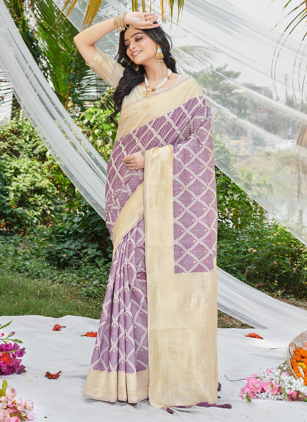 Designer Fancy Work Cotton Saree - S5965