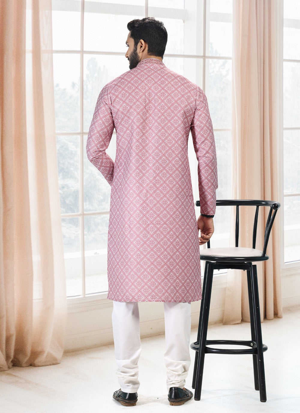 Fancy Work Cotton Mauve Kurta Pyjama - M5128