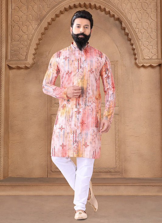 Fancy Work Cotton Multi Colour Kurta - M7657