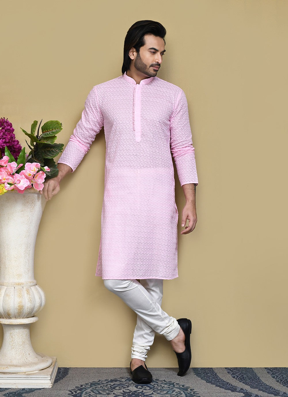 Buttons Cotton Pink Kurta Pyjama - M7804