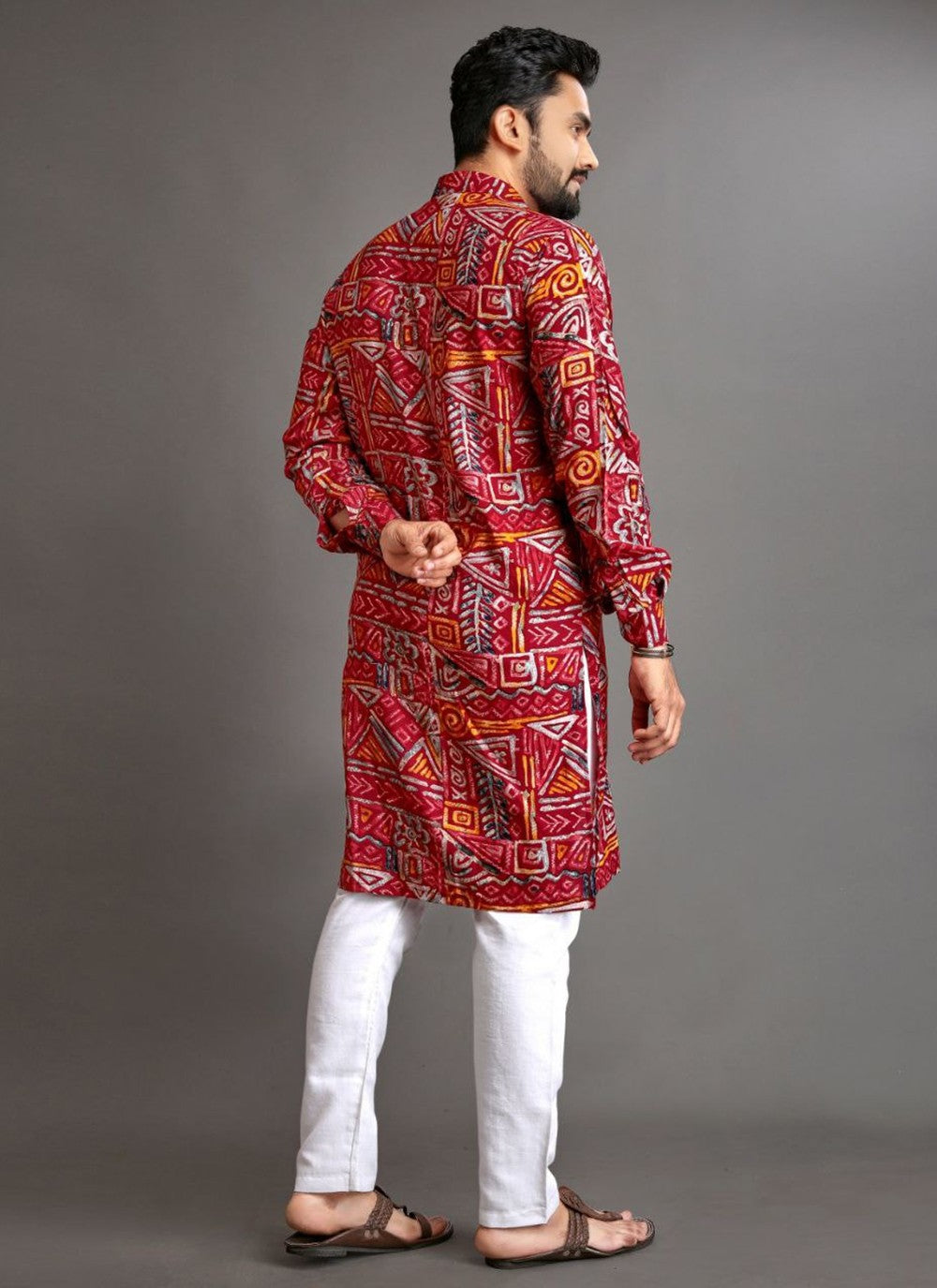 Foliage Prints Cotton Multi Colour Kurta Pyjama - M8329