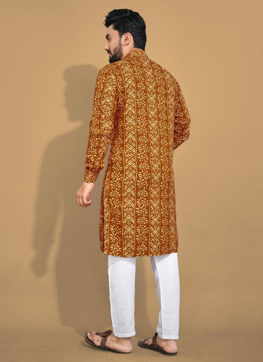 Foliage Prints Cotton Multi Colour Kurta Pyjama - M8333