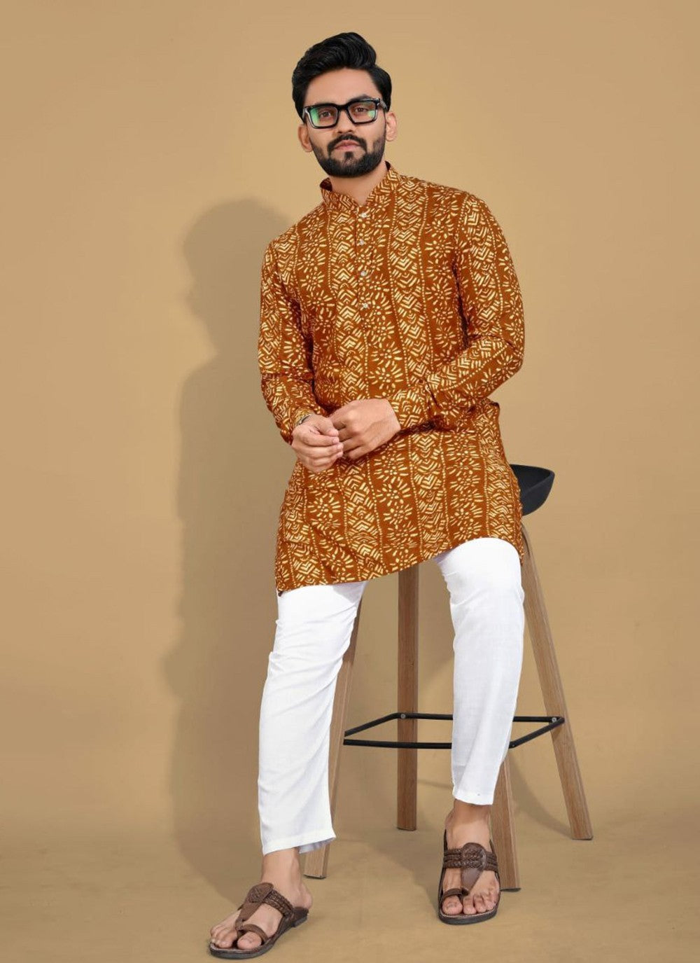 Foliage Prints Cotton Multi Colour Kurta Pyjama - M8333