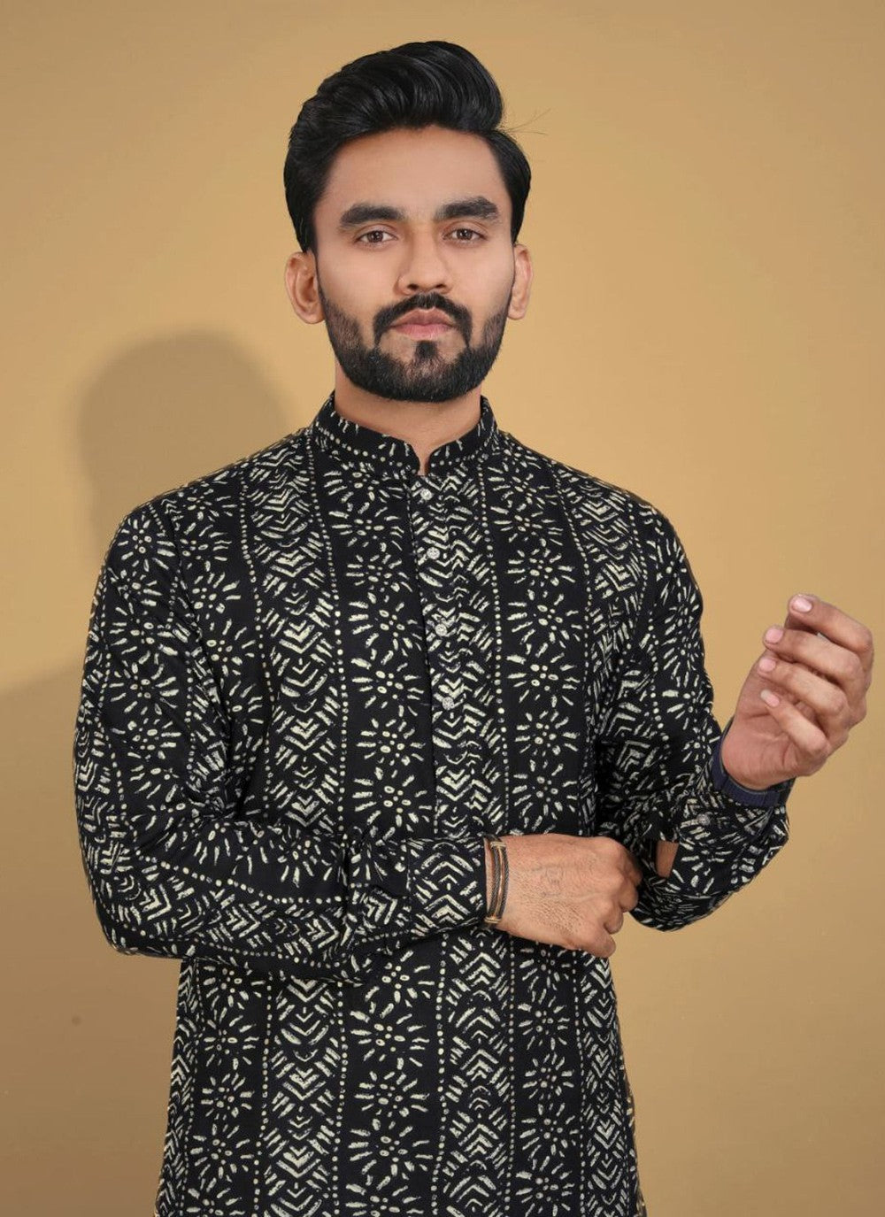 Foliage Prints Cotton Multi Colour Kurta Pyjama - M8332