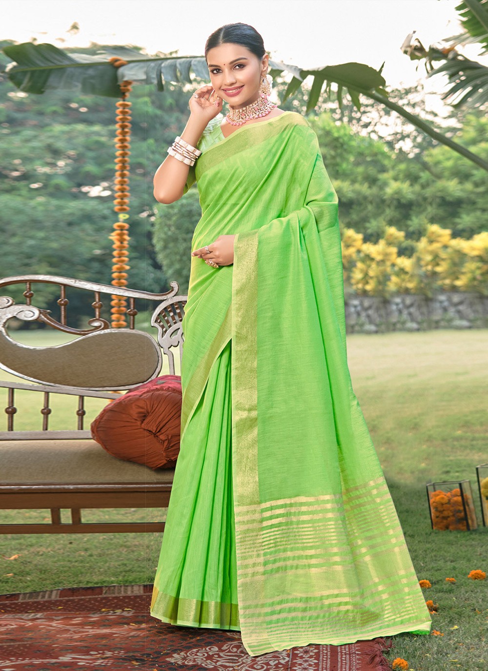 Traditional Weaving Zari Cotton Saree - S4461