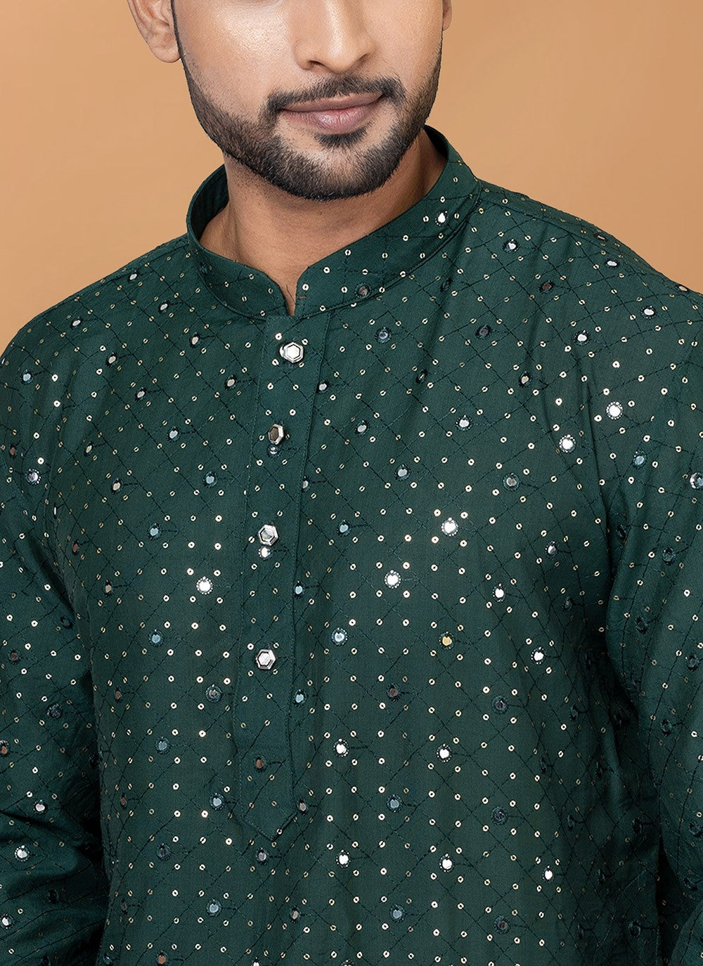 Embroidered Cotton , Viscose Green Kurta Pyjama - M6248