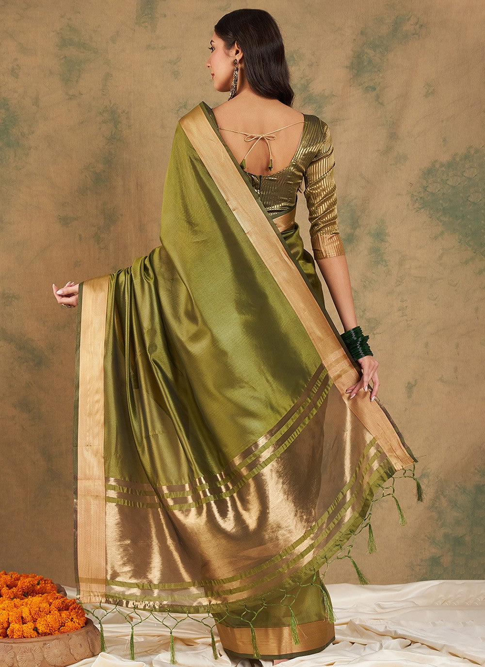 Traditional Woven Cotton , Organza Saree - S6987