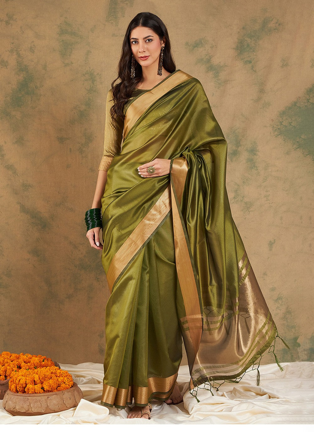 Traditional Woven Cotton , Organza Saree - S6987