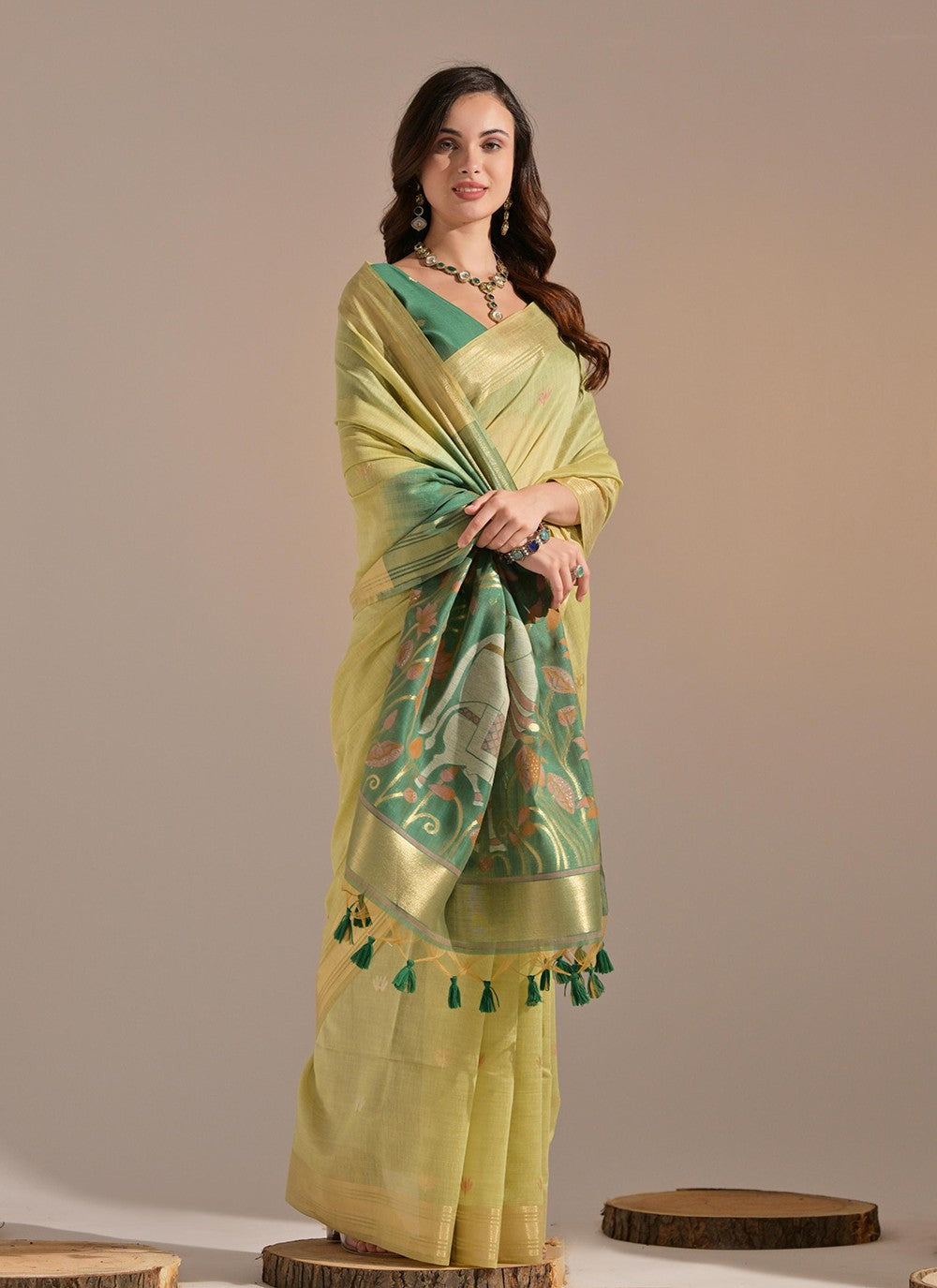 Traditional Weaving Zari Cotton Saree - S8203