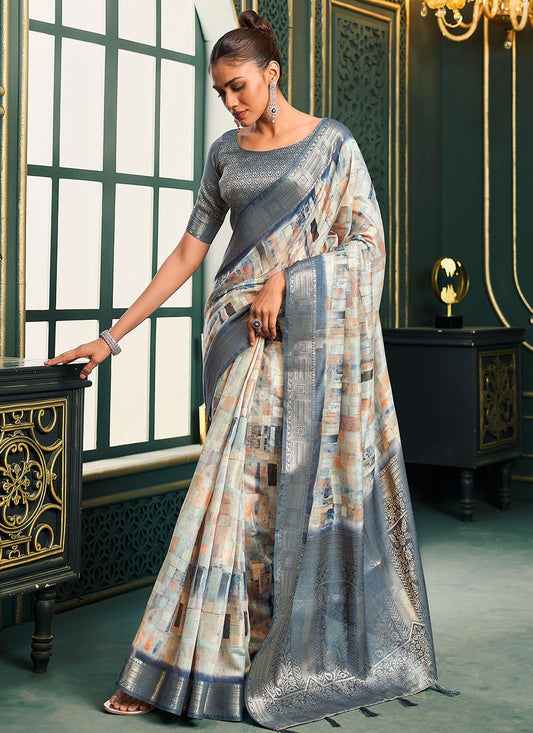 Classic Digital Print Cotton Saree - S6686