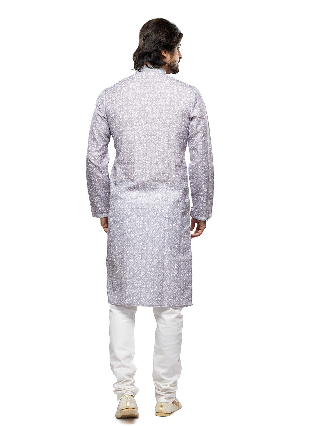 Digital Print Cotton Grey Kurta Pyjama - M6735