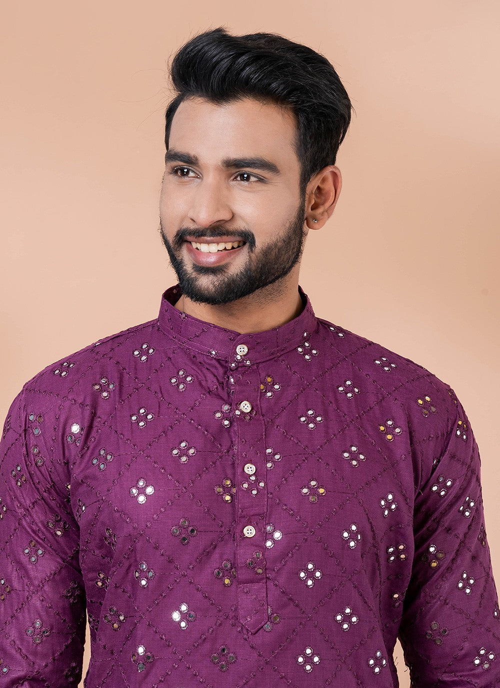 Mirror Cotton Purple Kurta - M7822