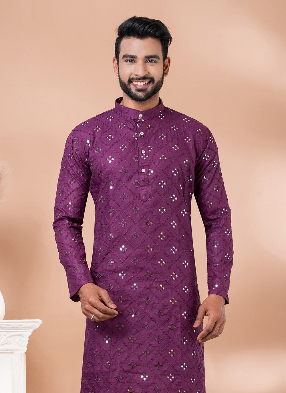 Mirror Cotton Purple Kurta - M7822