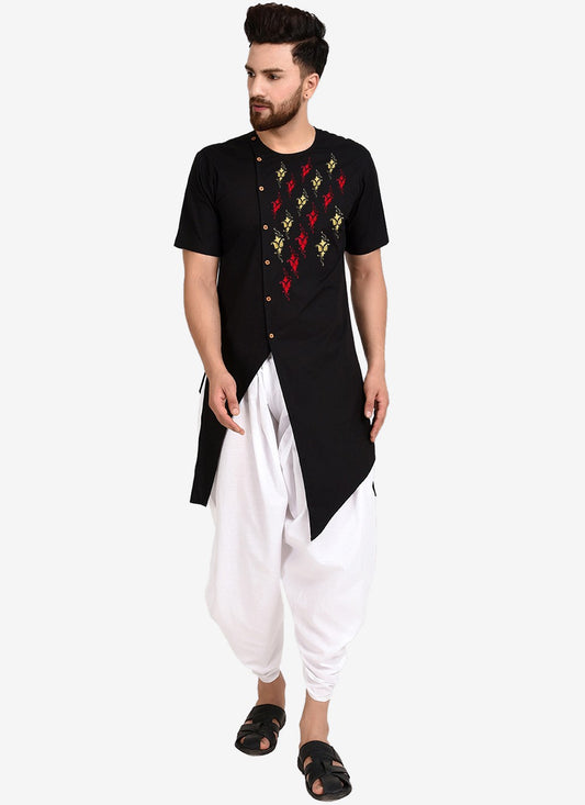 Embroidered Cotton Black Kurta Pyjama - M2319