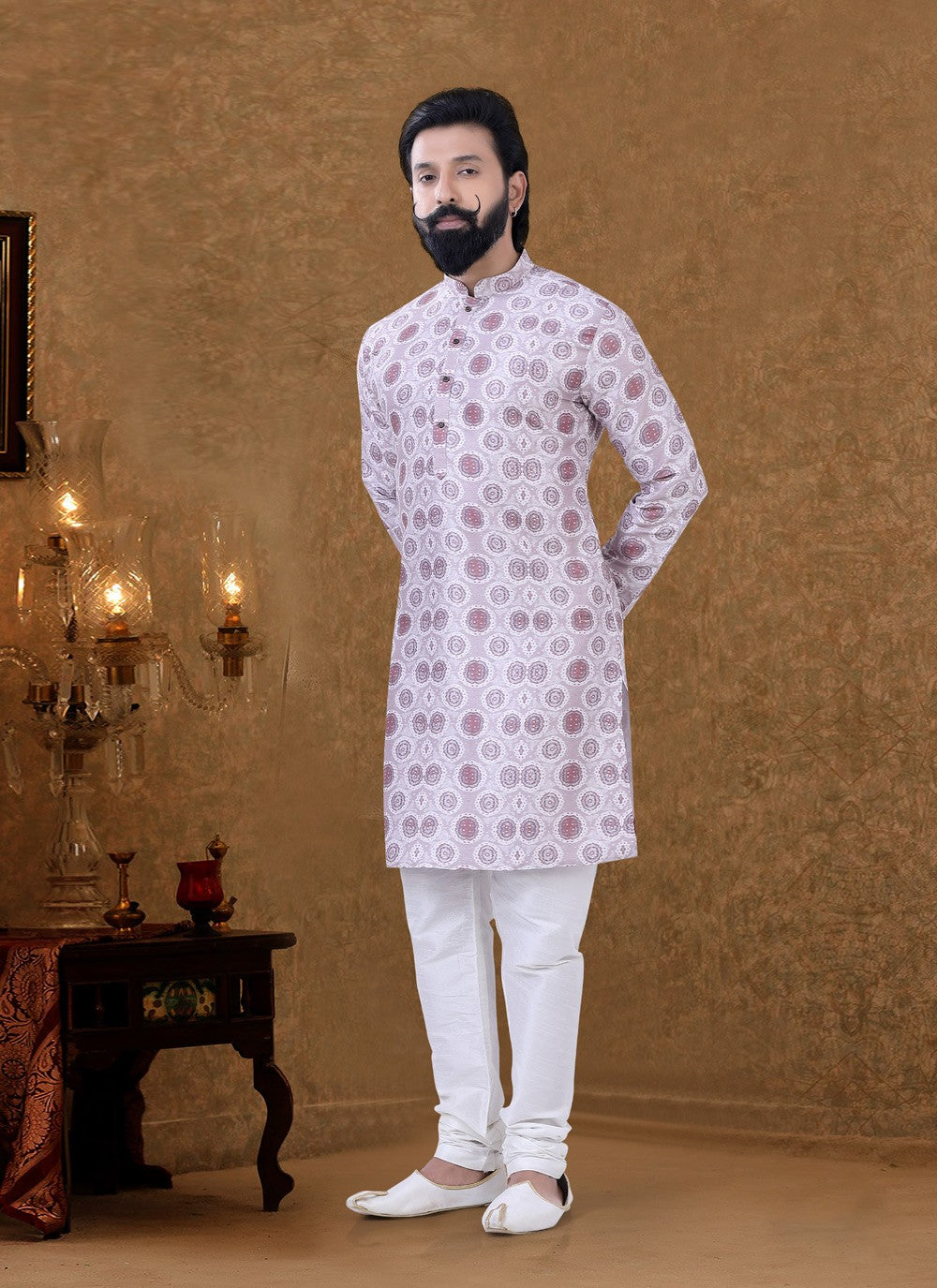 Digital Print Cotton Multi Colour Kurta Pyjama - M3943