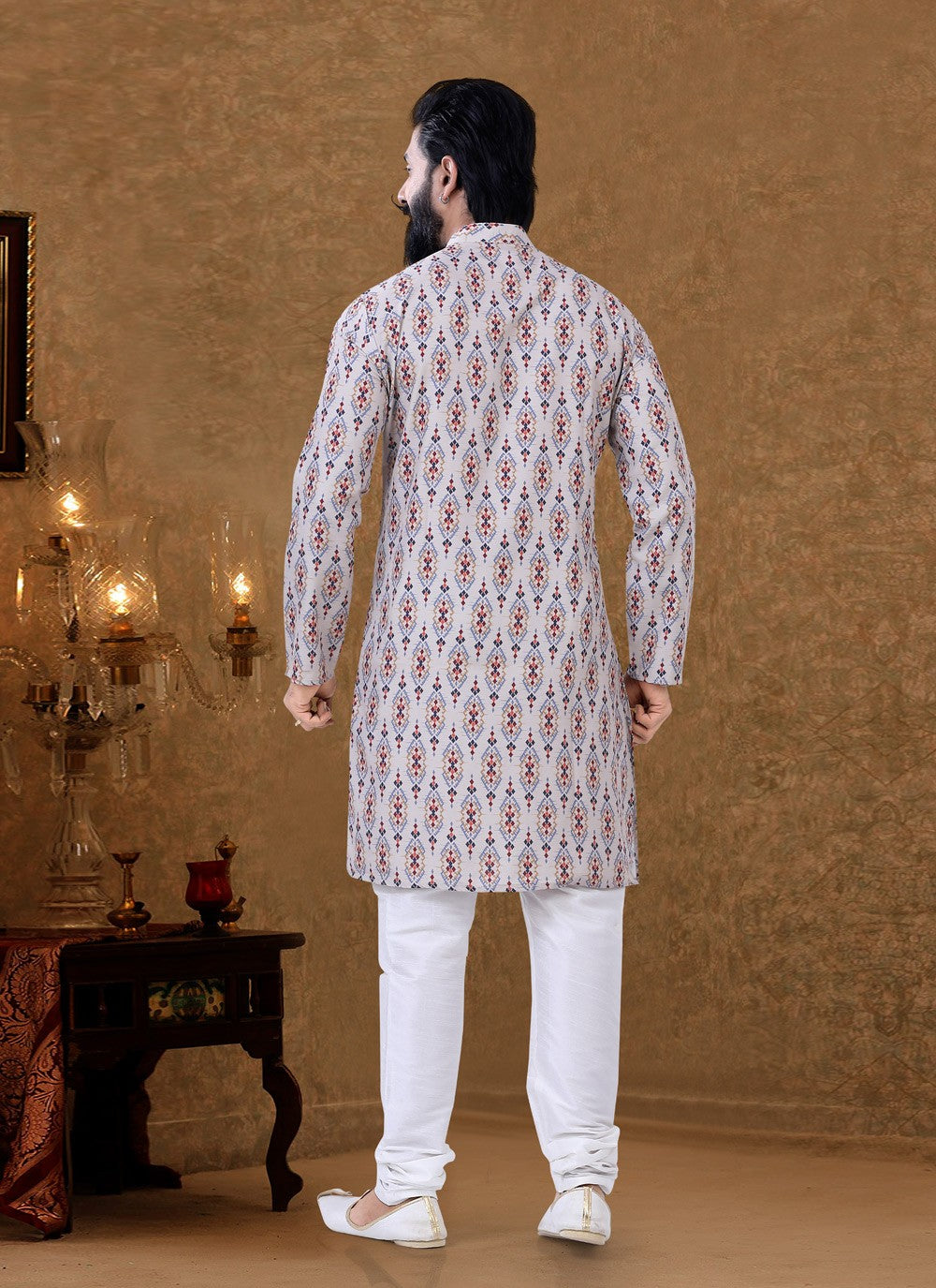 Digital Print Cotton Multi Colour Kurta Pyjama - M3945