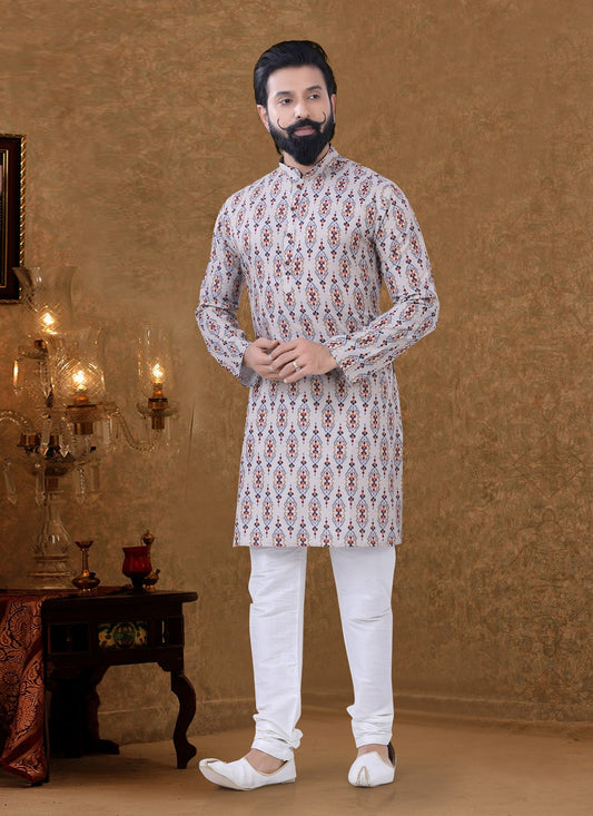 Digital Print Cotton Multi Colour Kurta Pyjama - M3945