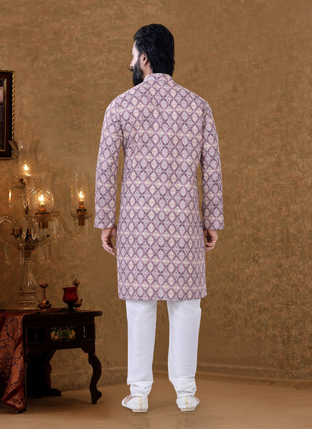 Digital Print Cotton Multi Colour Kurta Pyjama - M3969