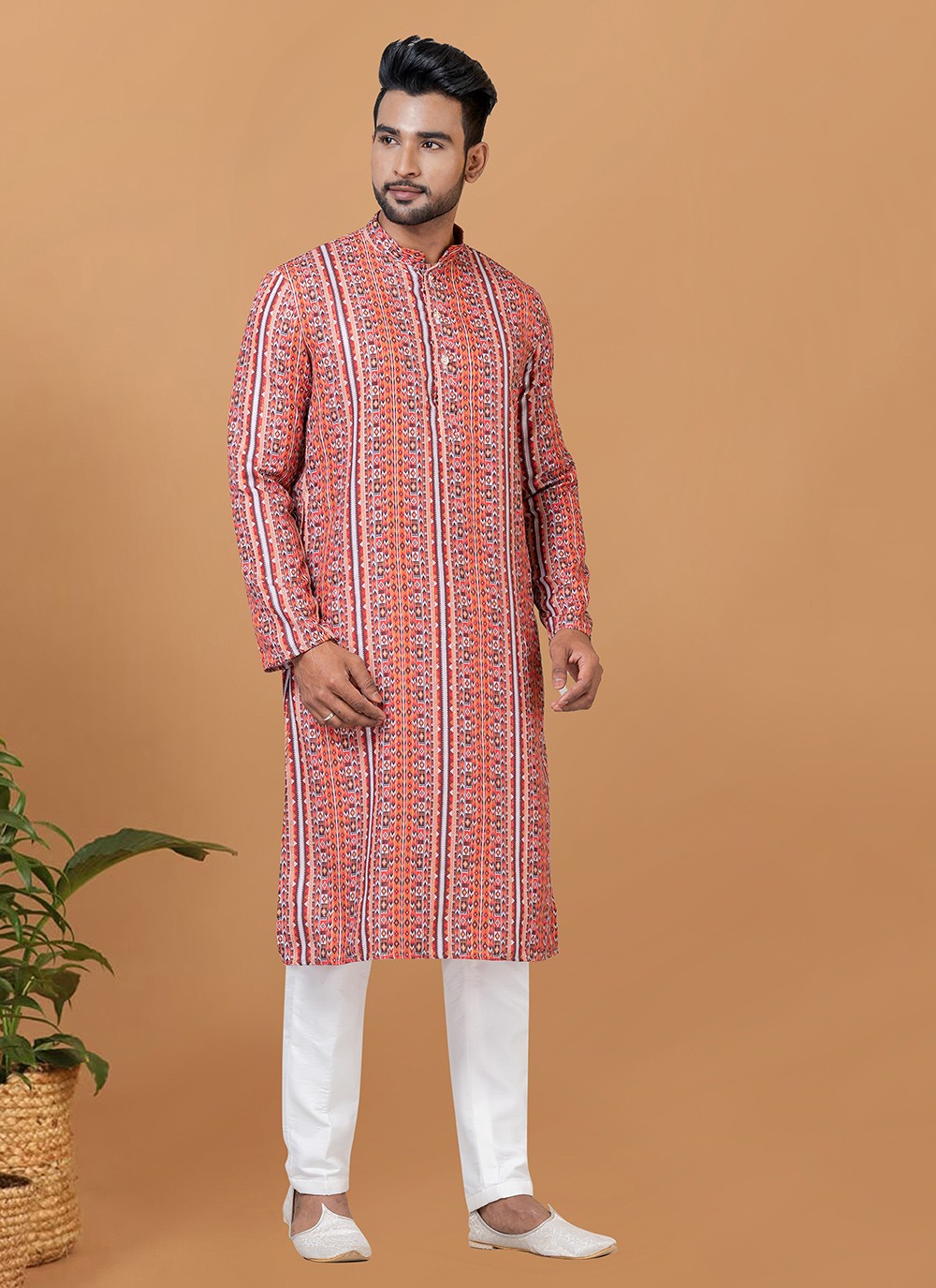 Digital Print Cotton Multi Colour Kurta Pyjama - M5909