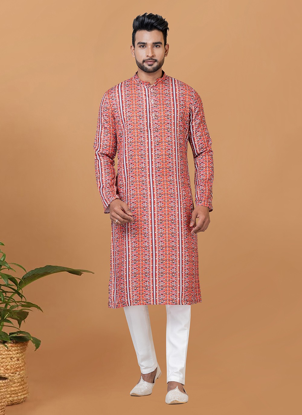 Digital Print Cotton Multi Colour Kurta Pyjama - M5909