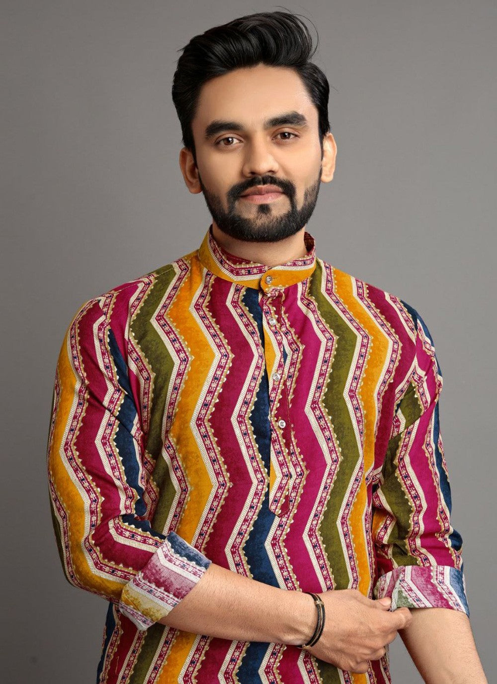 Foliage Prints Cotton Multi Colour Kurta Pyjama - M8327