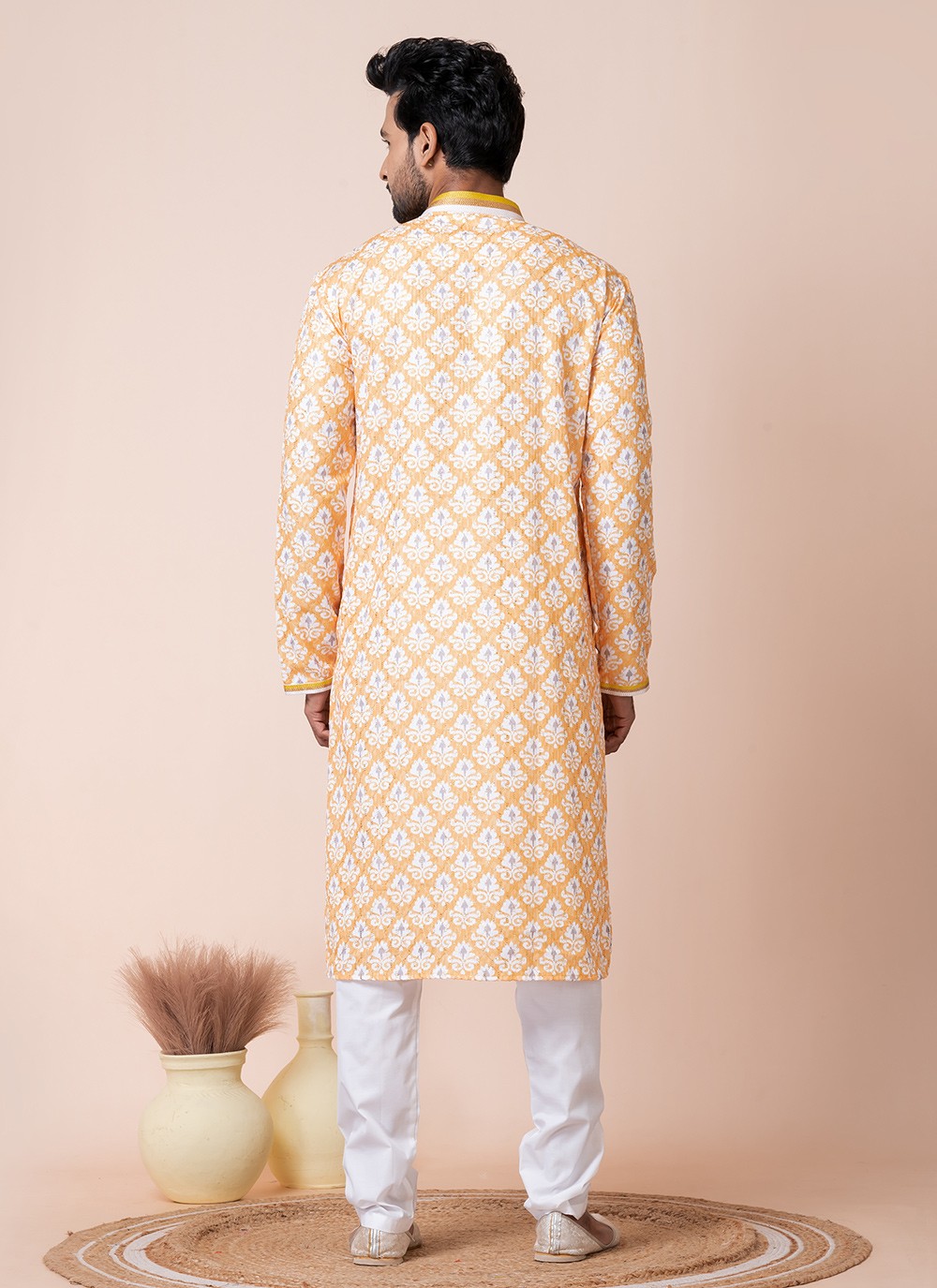 Printed Cotton Multi Colour Kurta Pyjama - M8577