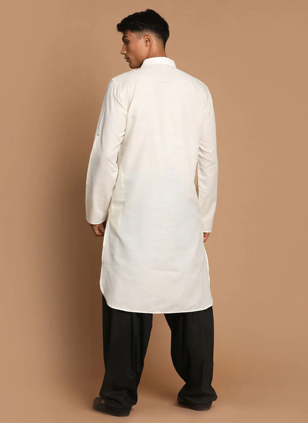 Plain Cotton Off White Kurta Pyjama - M3856