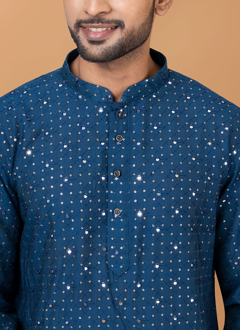 Embroidered Cotton , Viscose Teal Kurta Pyjama - M6247