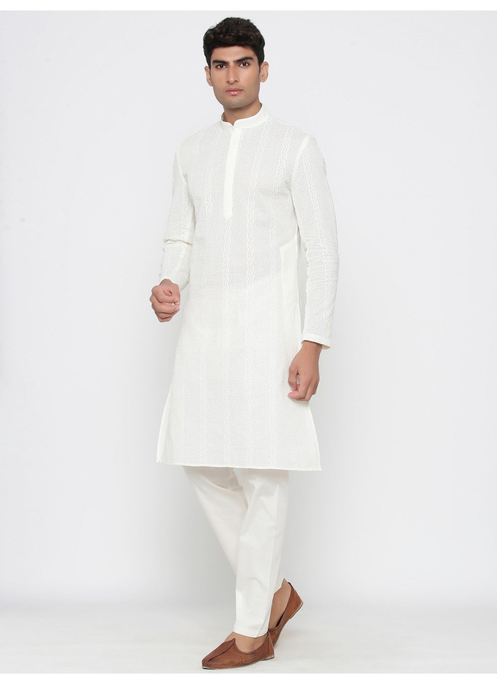 Plain Cotton White Kurta Pyjama - M1821