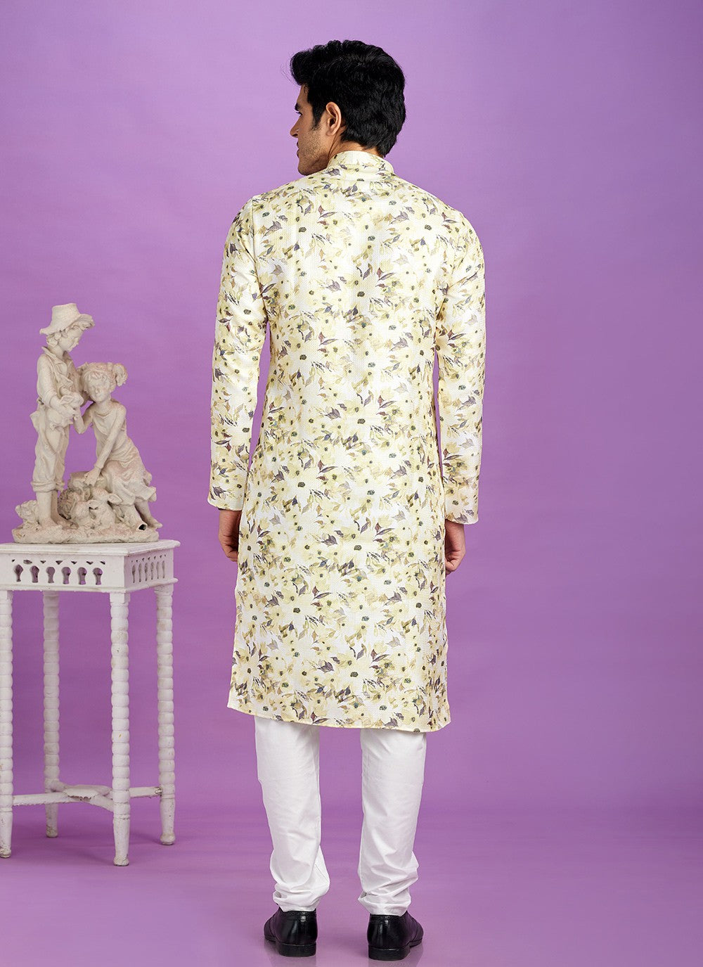 Digital Print Cotton Yellow Kurta Pyjama - M6961