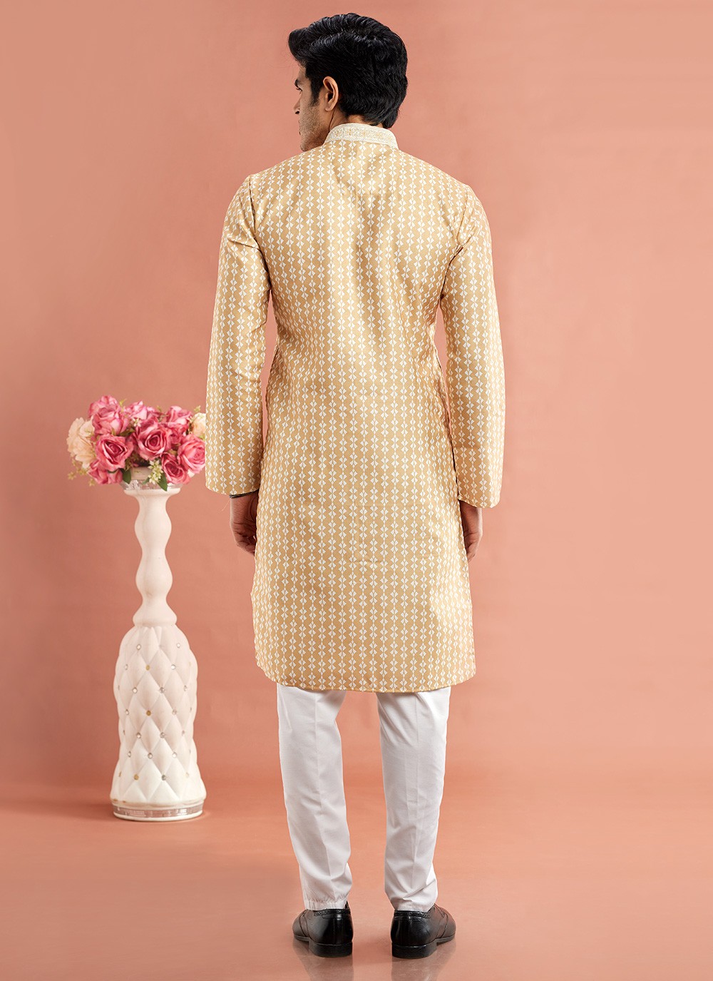 Digital Print Cotton Yellow Kurta Pyjama - M7076